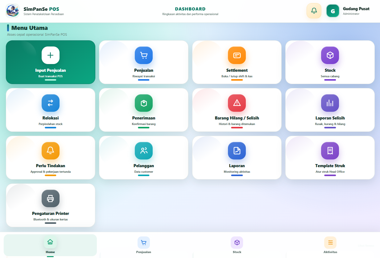 SimPanSe POS Real Dashboard UI