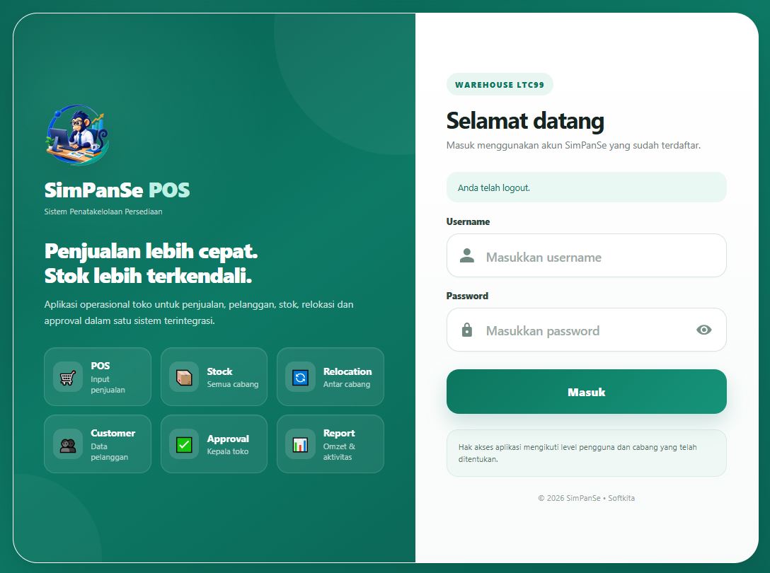 Halaman Login SimPanSe POS